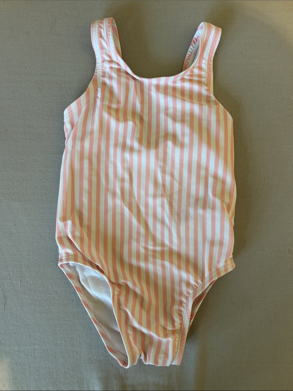 Old Navy Pink and White Striped Kids One-Piece Swimsuit